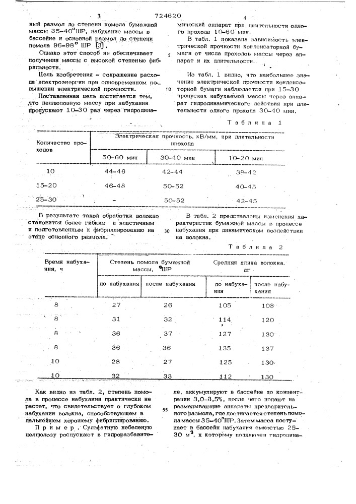 Способ подготовки массы для изготовления электроизоляционной бумаги (патент 724620)