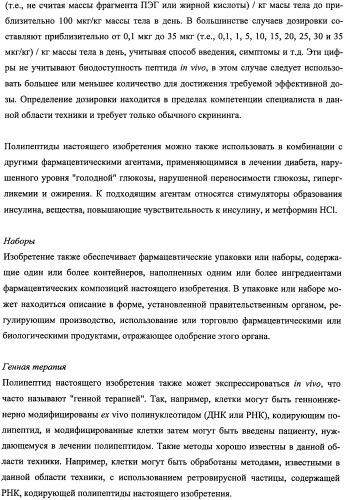 Пептиды, действующие как агонисты рецептора glp-1 и как антагонисты глюкагонового рецептора, и фармакологические способы их применения (патент 2334761)