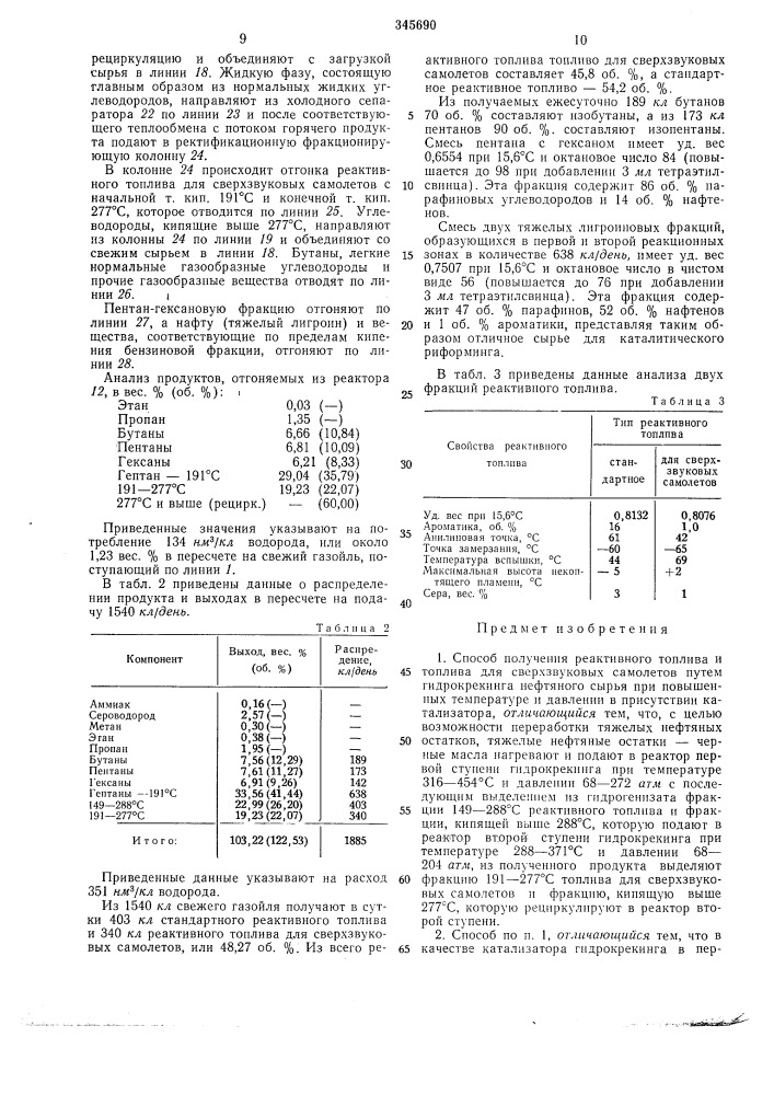 Способ получения реактивного топлива и топлива для сверхзвуковых самолетов (патент 345690)