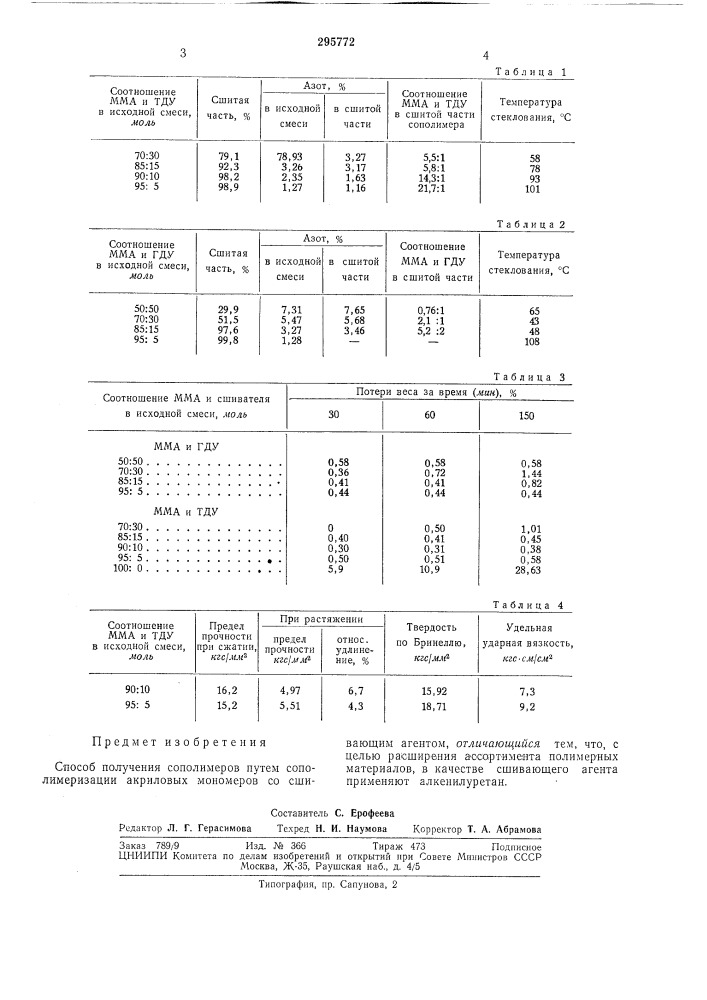 Способ получения сополимеров (патент 295772)