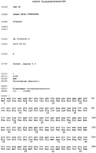 Бета-глюканазы talaromyces emersonii (патент 2321635)
