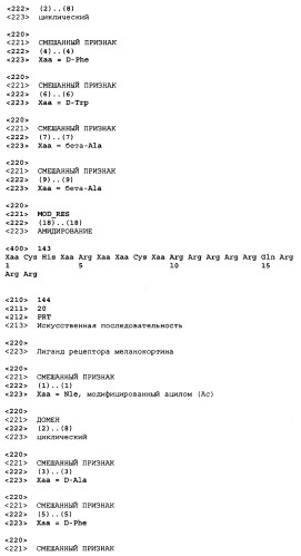 Лиганды рецепторов меланокортинов (патент 2401841)