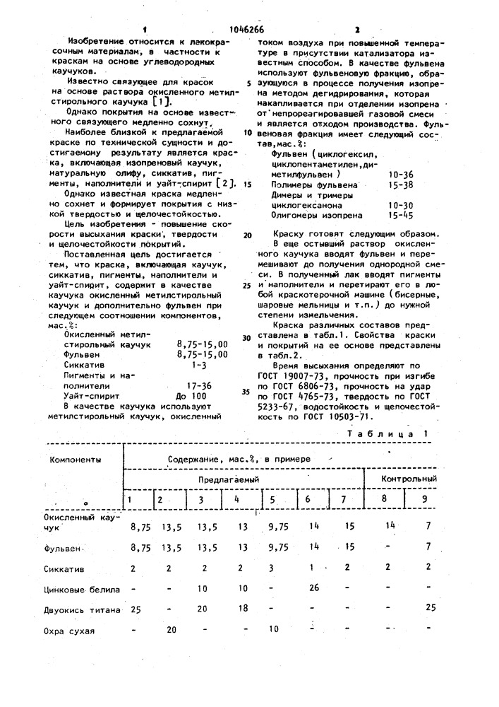 Краска (патент 1046266)