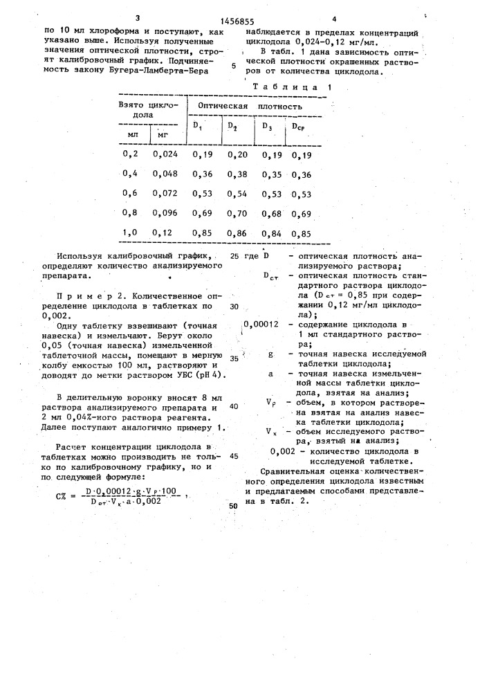 Способ количественного определения циклодола (патент 1456855)