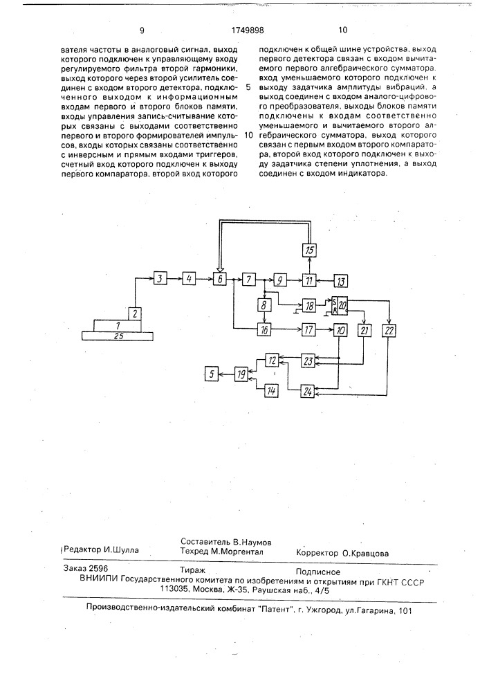 Устройство для контроля степени уплотнения композиционных смесей (патент 1749898)