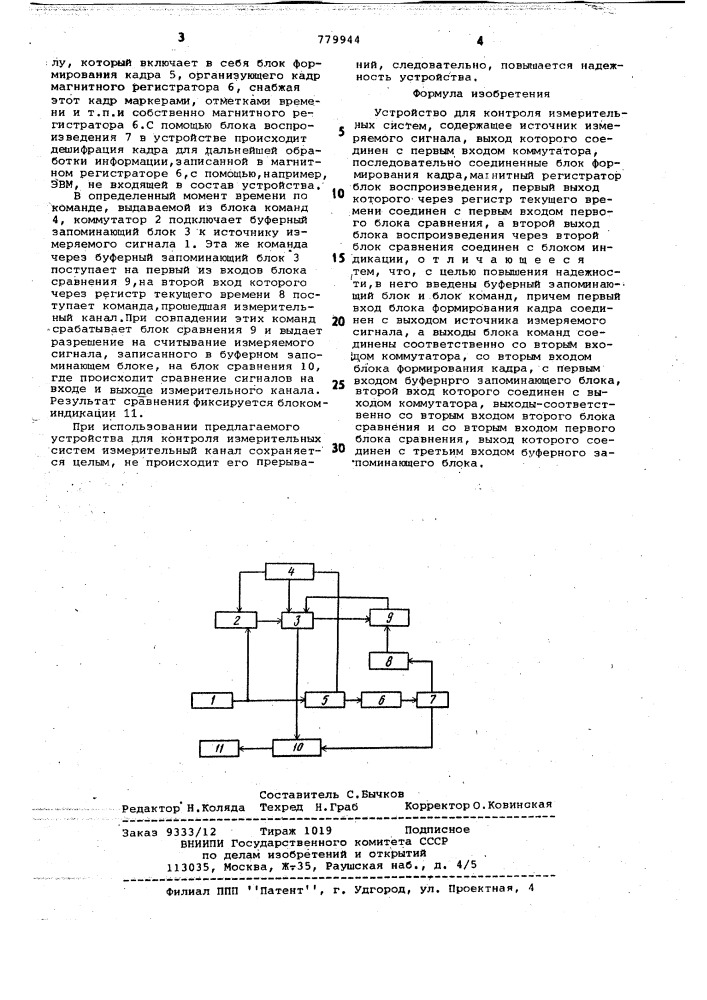 Устройство для контроля измерительных систем (патент 779944)