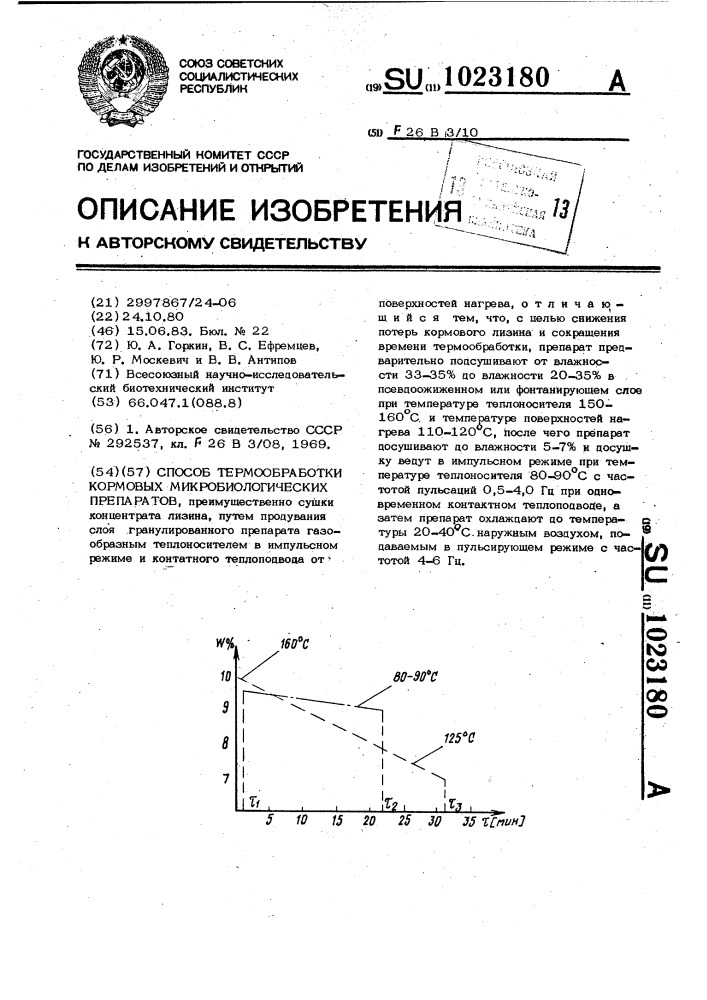 Способ термообработки кормовых микробиологических препаратов (патент 1023180)