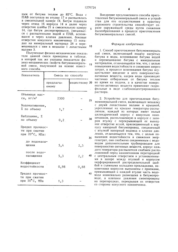 Способ приготовления битумоминеральной смеси и устройство для его осуществления (патент 1276724)