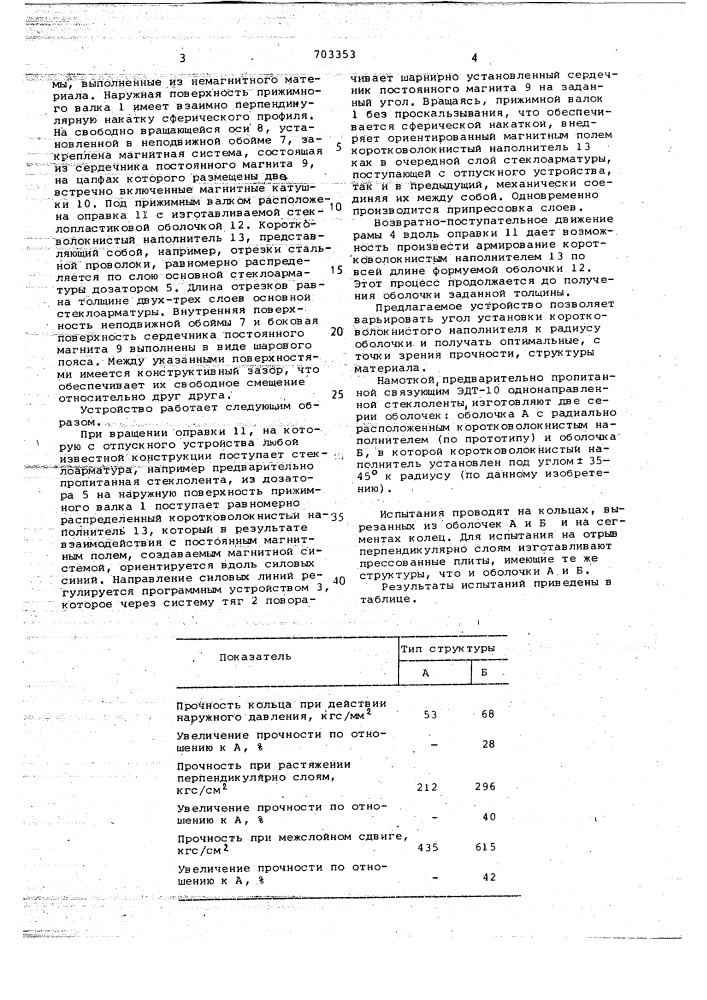 Устройство для формования стеклопластиковых оболочек (патент 703353)