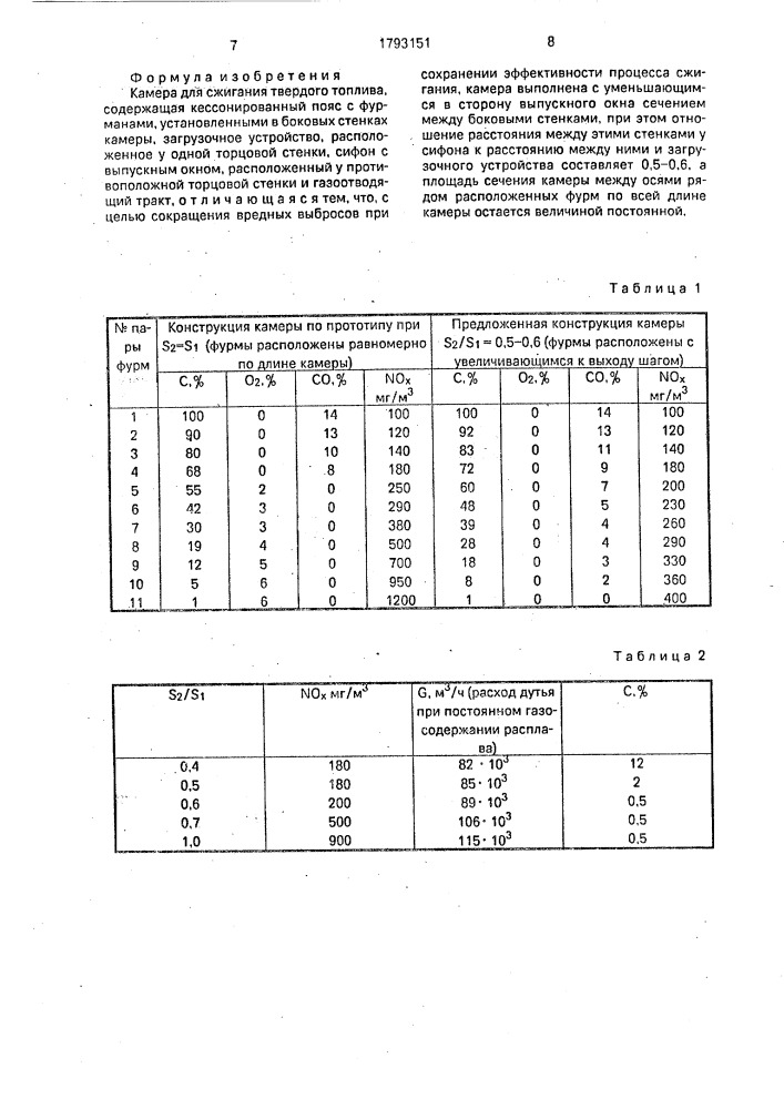 Камера для сжигания твердого топлива (патент 1793151)