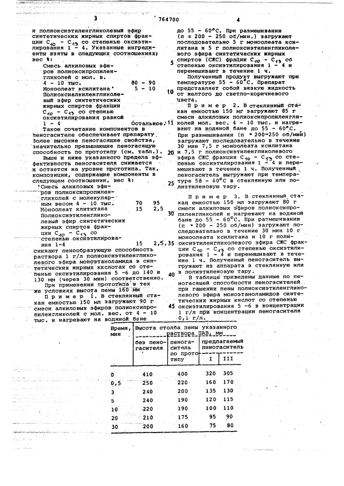 Пеногаситель (патент 764700)