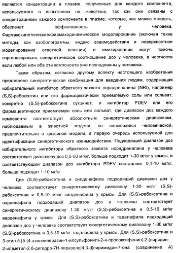 Комбинация избирательного ингибитора обратного захвата норадреналина и ингибитора pdev (патент 2349323)