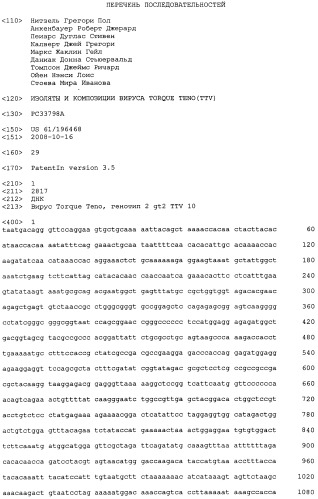 Выделенная полинуклеотидная молекула, кодирующая вирус torque teno, молекула рнк и вектор экспрессии (патент 2502801)