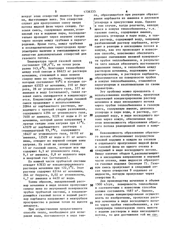 Способ концентрирования раствора мочевины и устройство для его осуществления (патент 1736335)