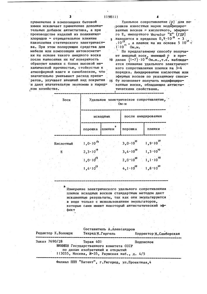 Способ получения модифицированного воска (патент 1198111)