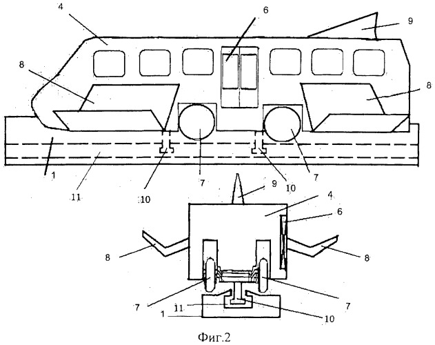 Монорельсовая транспортная система с вагонами на воздушной подушке (патент 2488500)