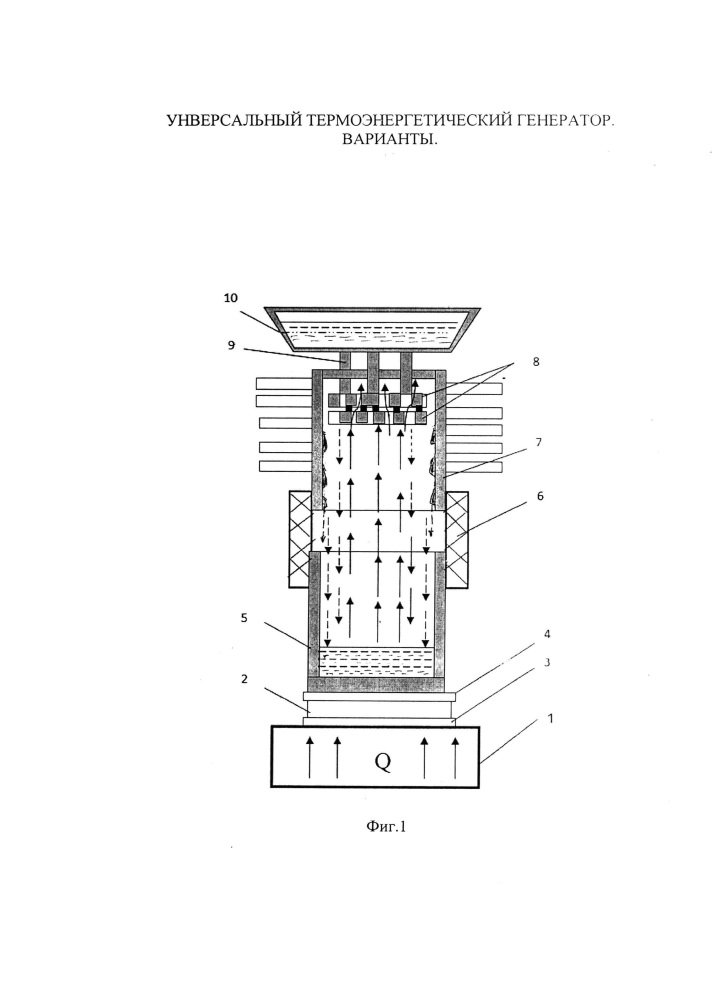 Универсальный термоэнергетический генератор. варианты (патент 2650439)
