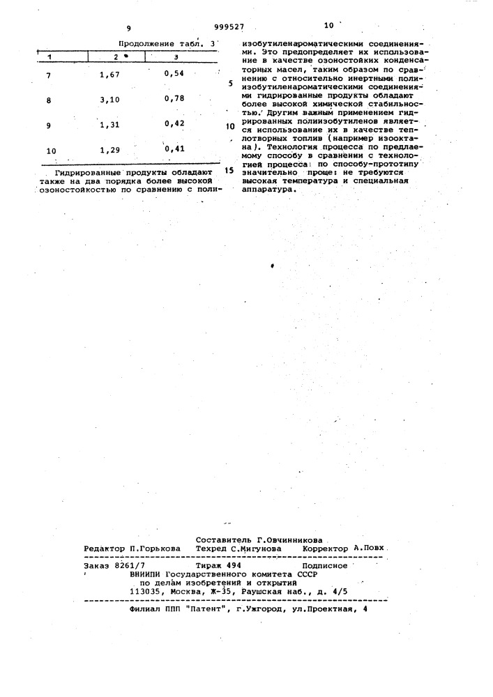Способ получения гидрированных олигомеров изобутилена (патент 999527)