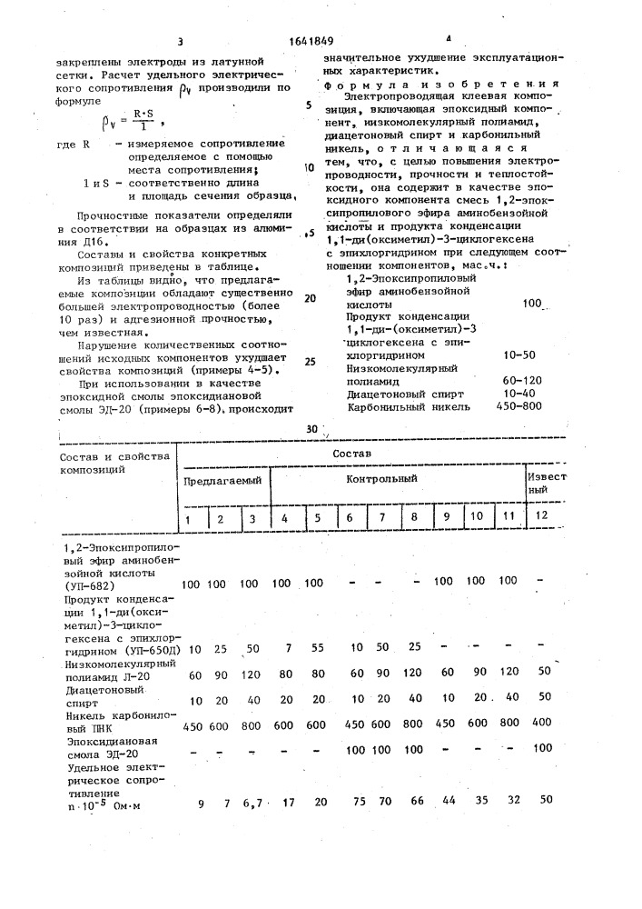 Электропроводящая клеевая композиция (патент 1641849)