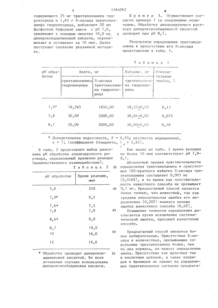 Способ определения триэтаноламина в присутствии его @ - оксида (патент 1264062)