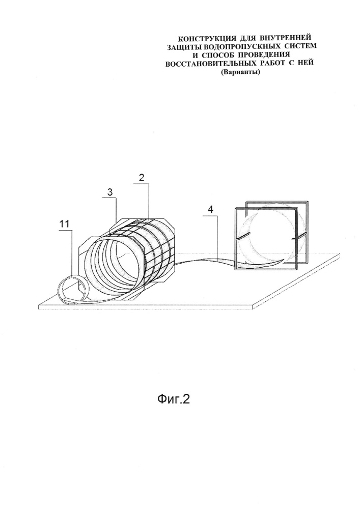 Конструкция для внутренней защиты водопропускных систем и способ проведения восстановительных работ с ней (варианты) (патент 2620478)