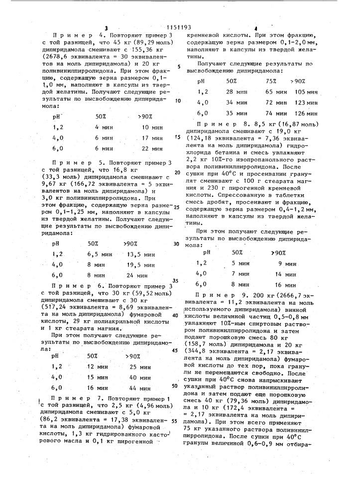 Способ получения перорального препарата дипиридамола (патент 1151193)