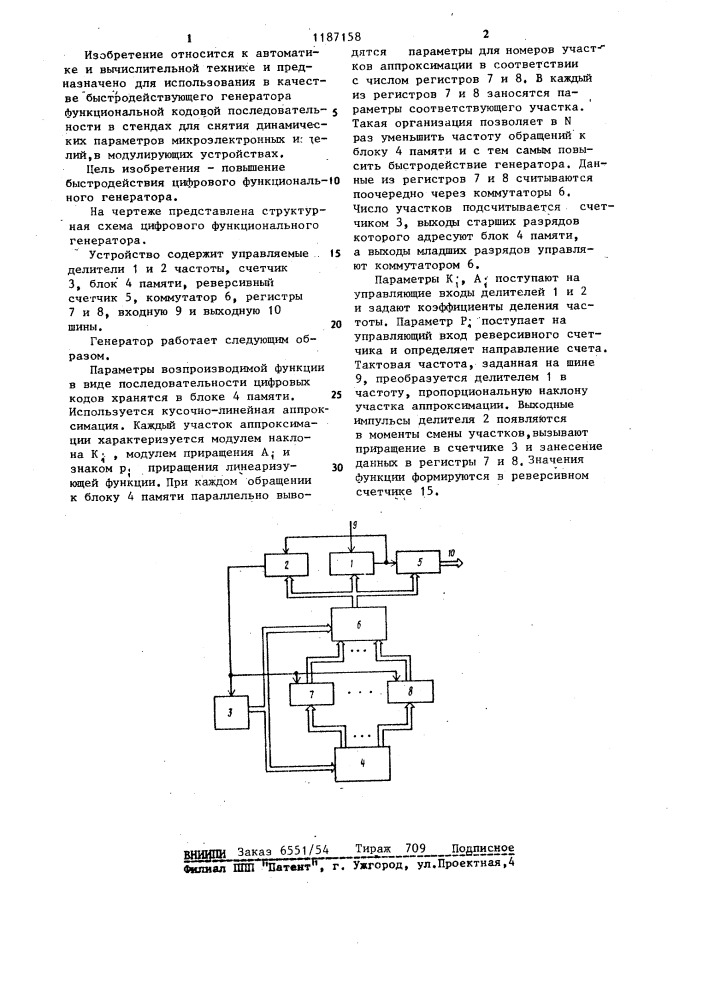 Цифровой функциональный генератор (патент 1187158)