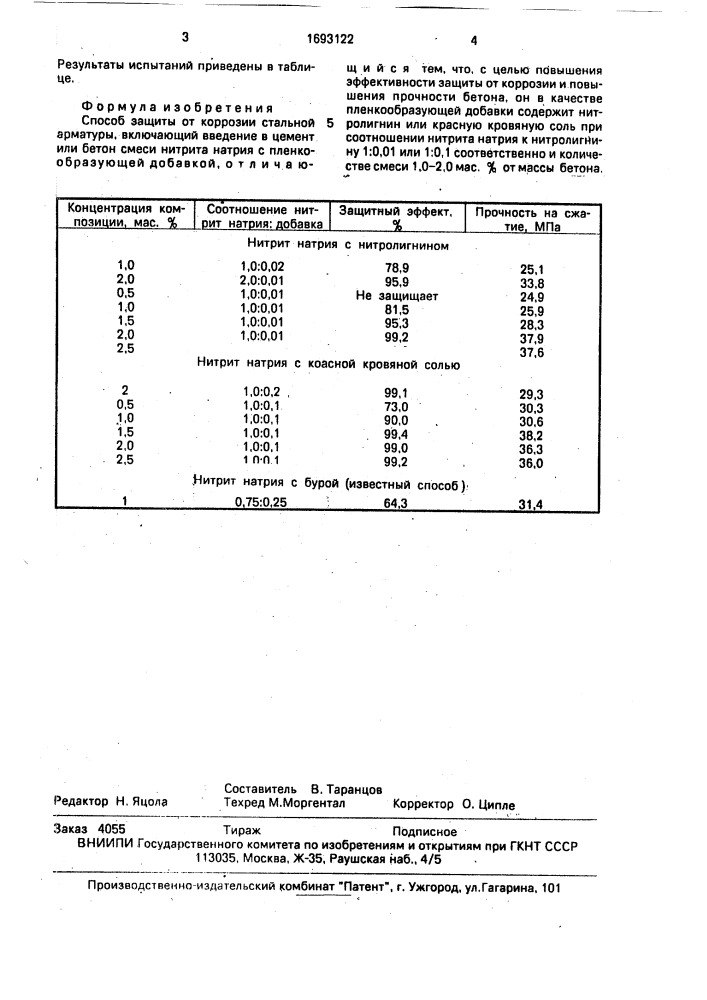 Способ защиты от коррозии стальной арматуры (патент 1693122)