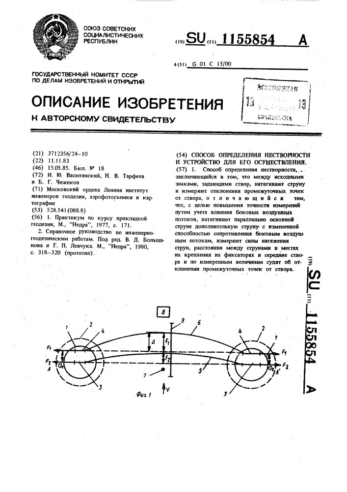 Способ определения нестворности и устройство для его осуществления (патент 1155854)