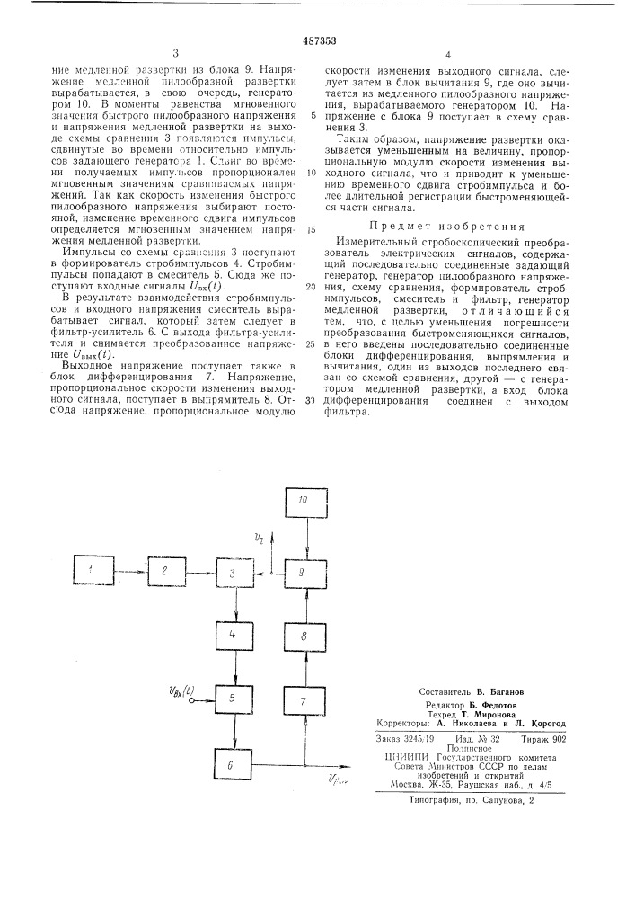 Измерительный стробоскопический преобразователь электрических сигналов (патент 487353)