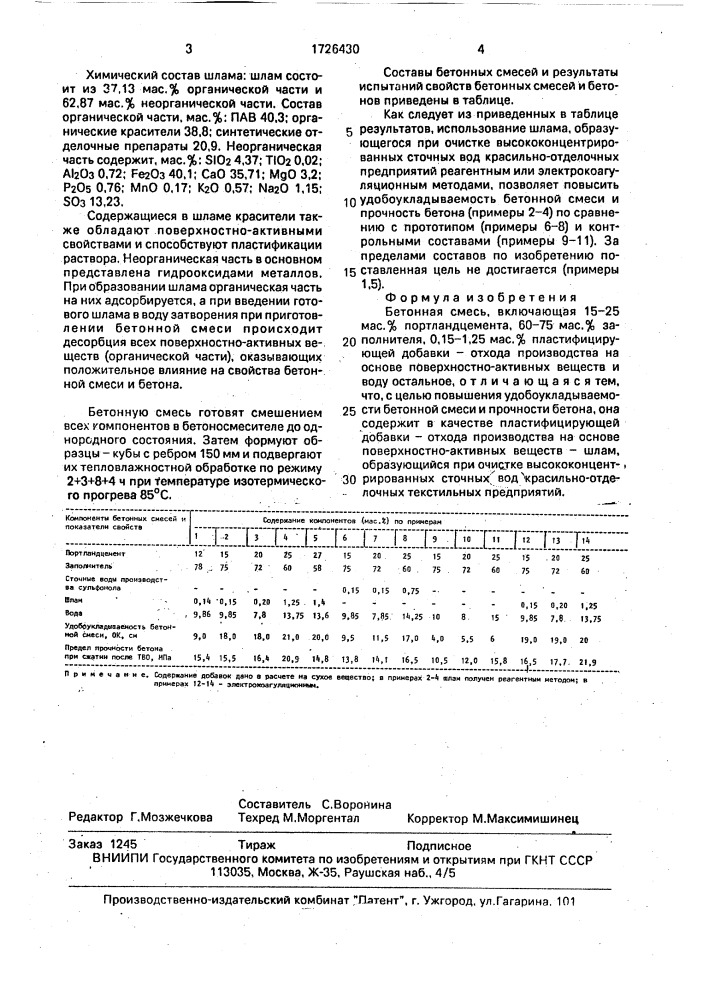 Бетонная смесь (патент 1726430)