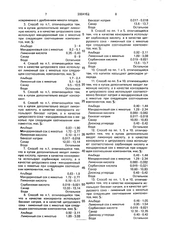 Способ получения замутненного цитрусового напитка (патент 2004162)