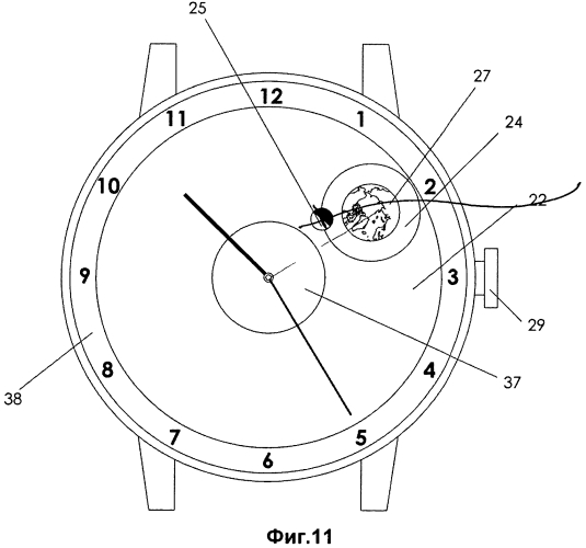 Часы с механическим устройством отображения движения луны вокруг земли относительно солнца (патент 2557345)
