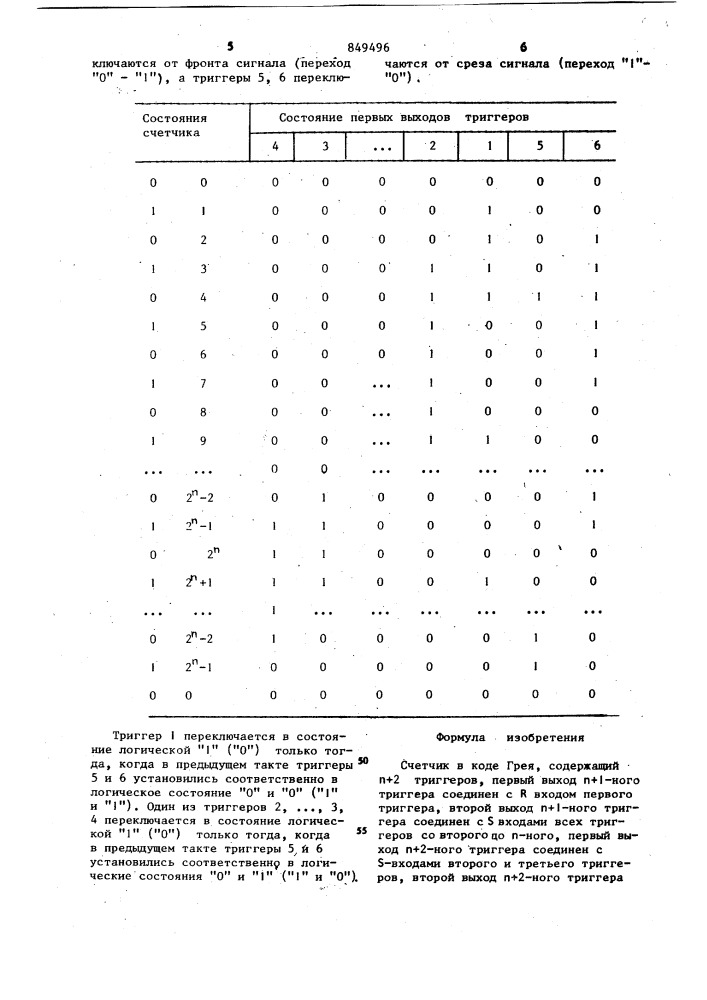 Счетчик в коде грея (патент 849496)