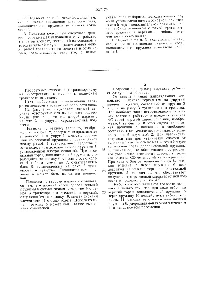 Подвеска колеса транспортного средства /ее варианты/ (патент 1237479)