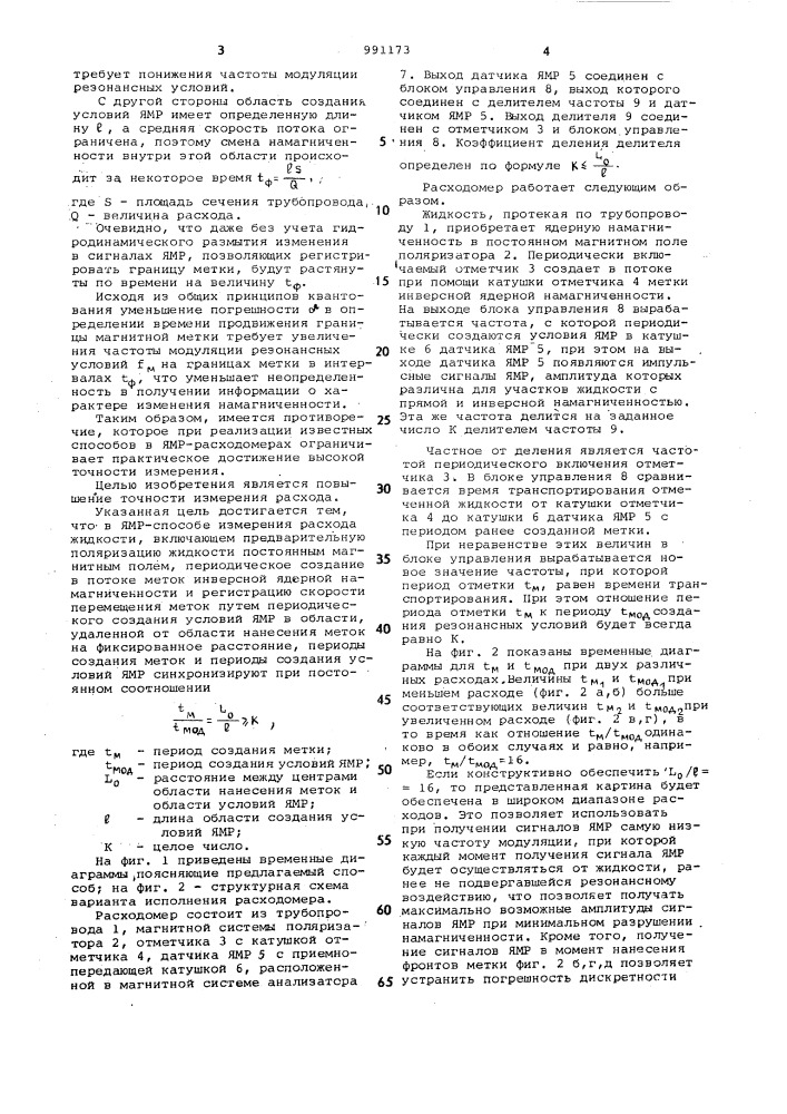 Ямр-способ измерения расхода жидкости (патент 991173)