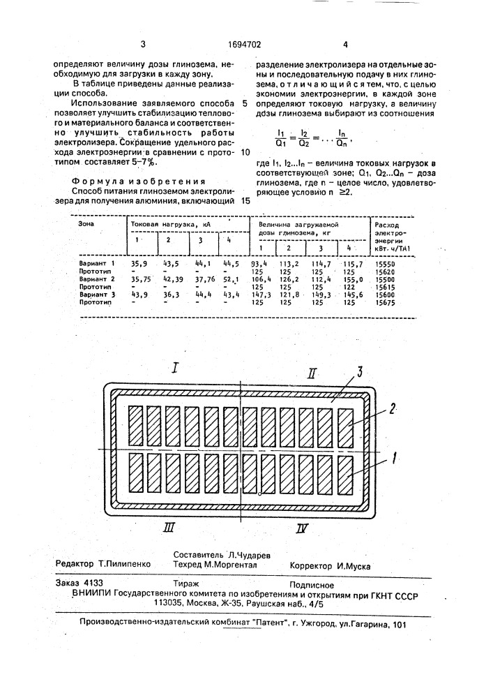 Способ питания глиноземом электролизера для получения алюминия (патент 1694702)