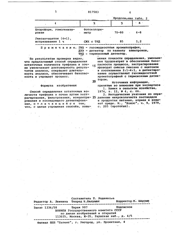 Способ определения остаточныхколичеств трефлана b почве (патент 817583)