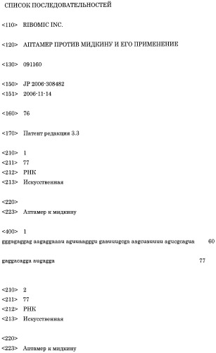 Аптамер против мидкина и его применение (патент 2460794)