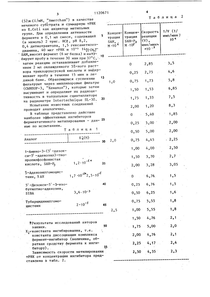 Амино-3-(5-дезокси-5-аденозил)тиопропилфосфонистая кислота для ингибирования процесса биометилирования (патент 1120671)