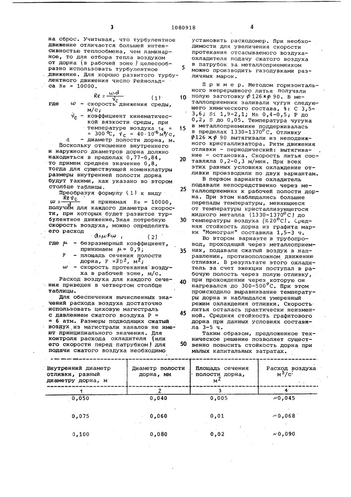 Способ непрерывного горизонтального литья полых слитков (патент 1080918)