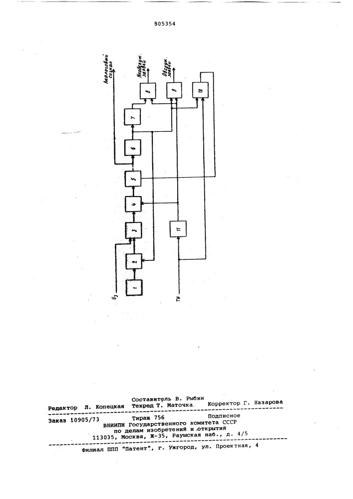 Устройство для моделированиясистемы массового обслуживания (патент 805354)