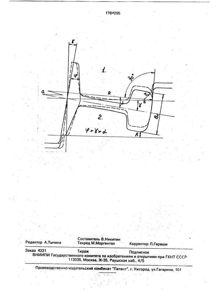 Чистовой двухвалковый калибр для прокатки рельсов (патент 1784295)