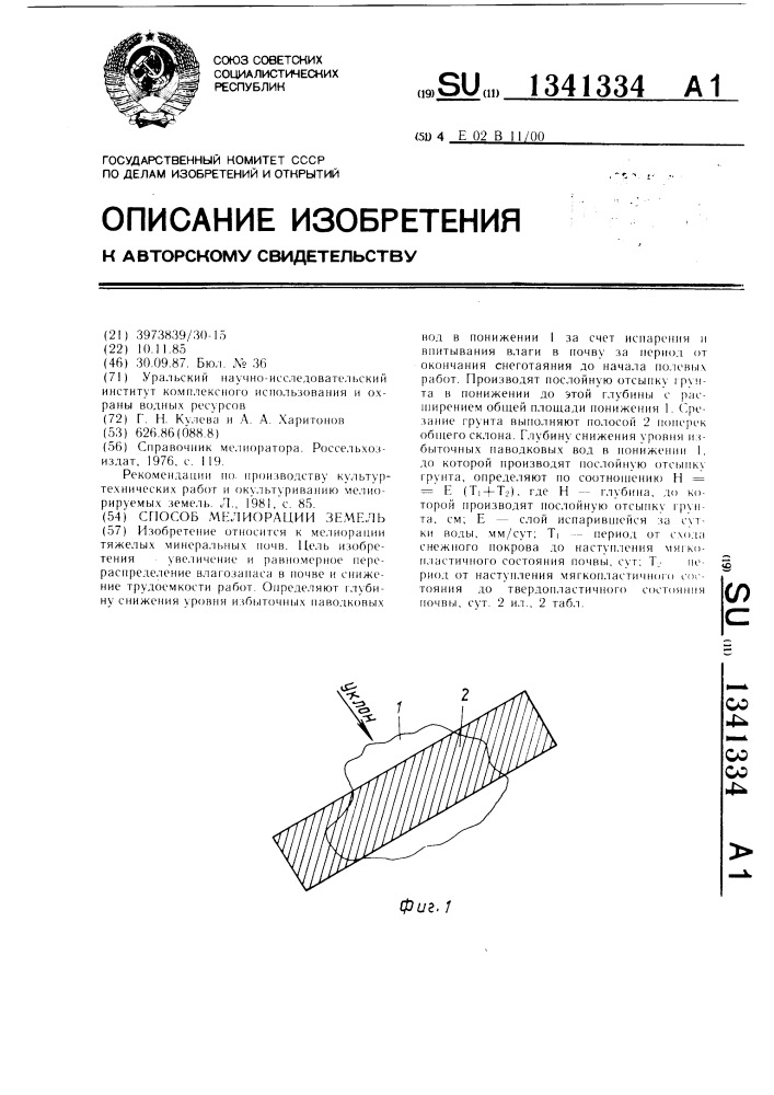 Способ мелиорации земель (патент 1341334)