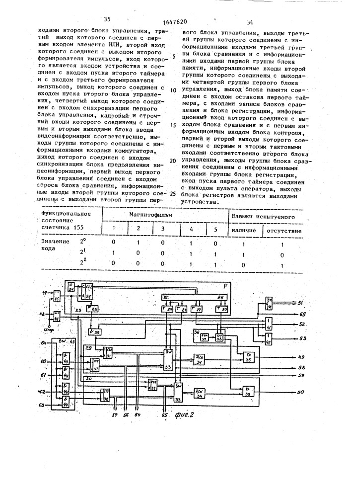 Устройство для оценки профессиональной пригодности операторов (патент 1647620)