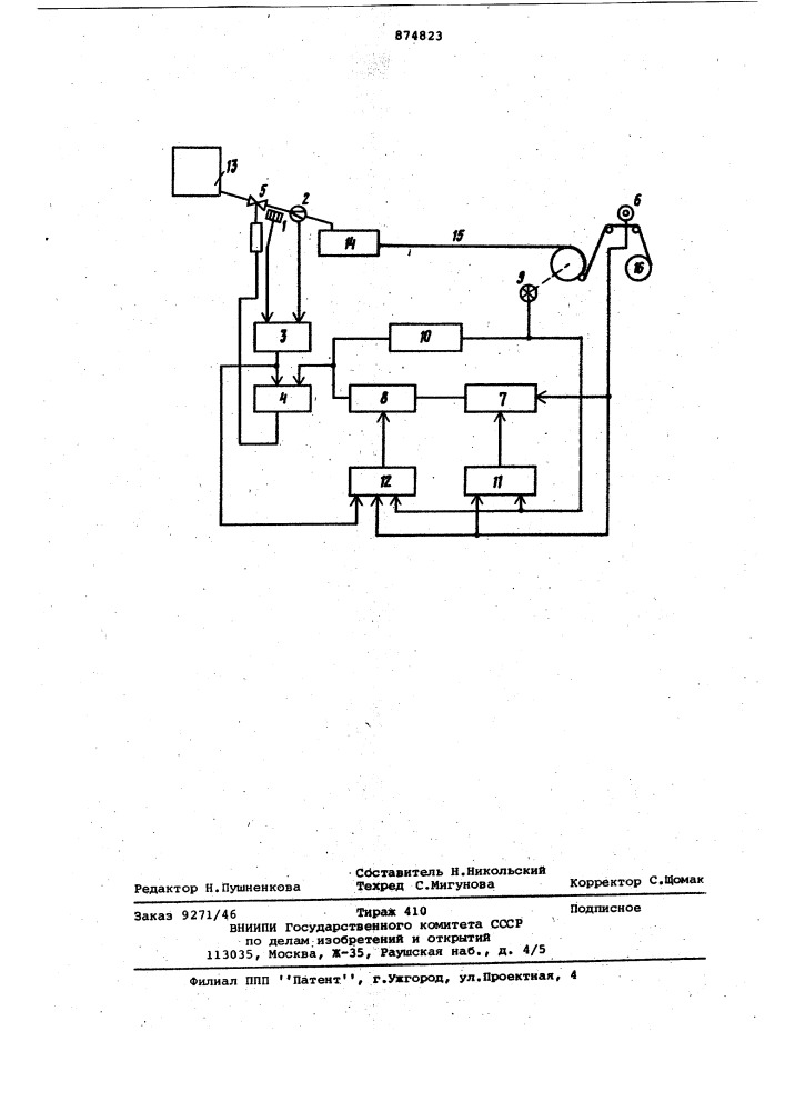 Устройство для стабилизации толщины слюдопласта на выходе слюдопластоделательной машины (патент 874823)