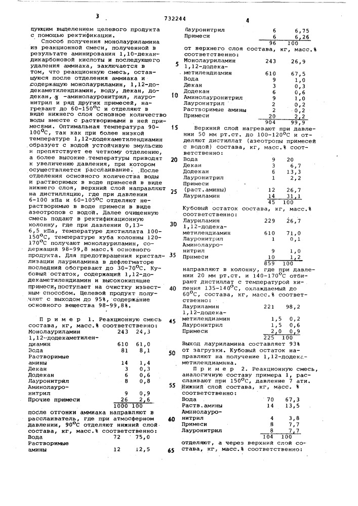 Способ получения монолауриламина (патент 732244)