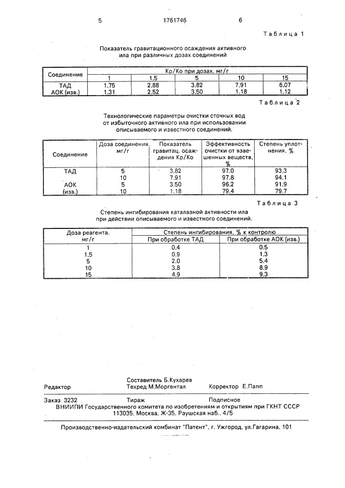 3,6,14,17-тетраокса-10-азанонадекадиен-1,18-диол-8,12 в качестве реагента для очистки сточных вод от избыточного активного ила (патент 1761746)