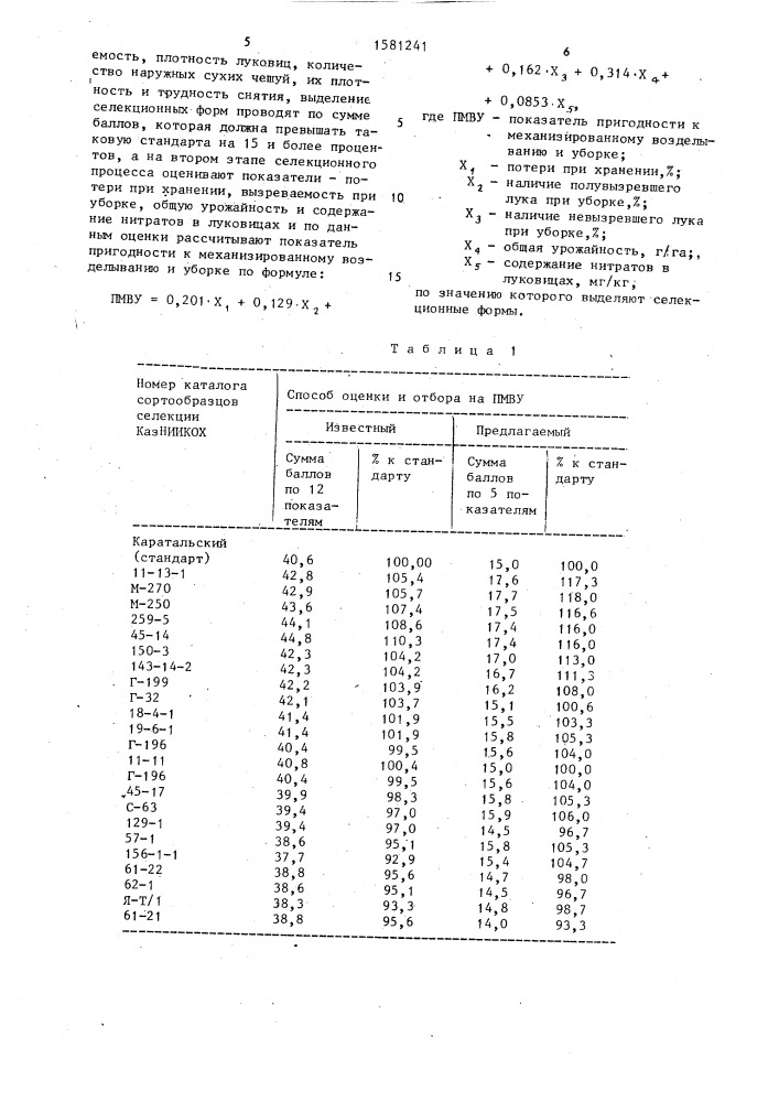 Способ отбора селекционных форм репчатого лука на пригодность к механизированному возделыванию и уборке (патент 1581241)