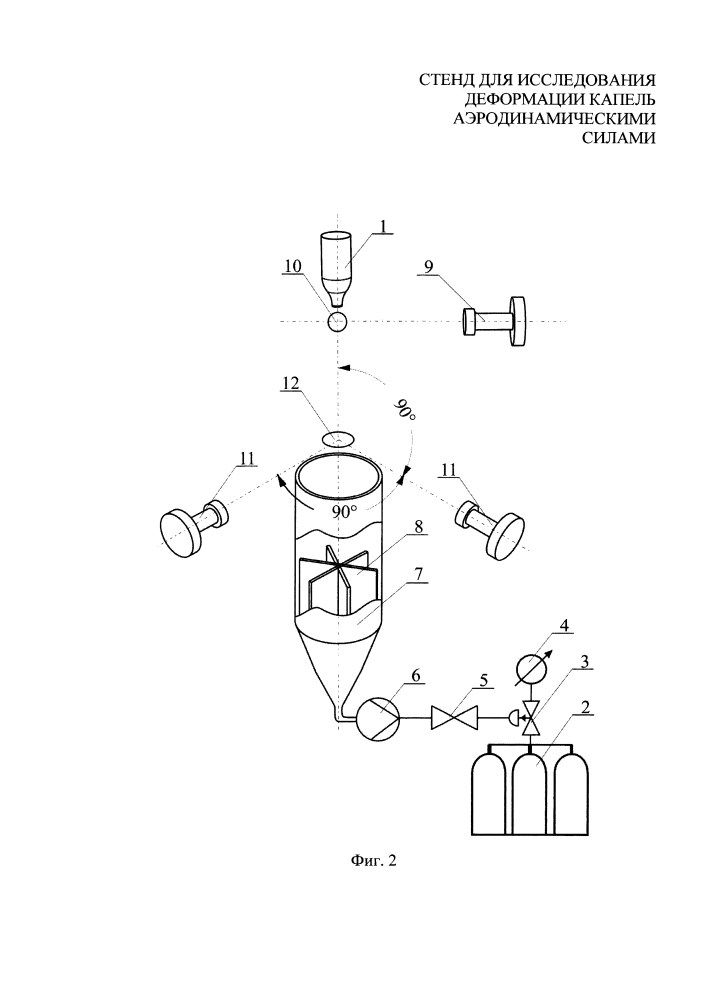 Стенд для исследования деформации капель аэродинамическими силами (патент 2638376)